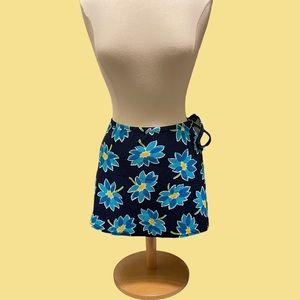 Jantzen Wrap Skirt Cover Up Floral Blue Size Small